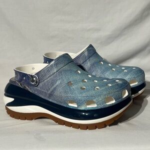 CROCS Classic Mega Crush Denim Clog Sandals Shoes Men 8 Women 10 Platform
